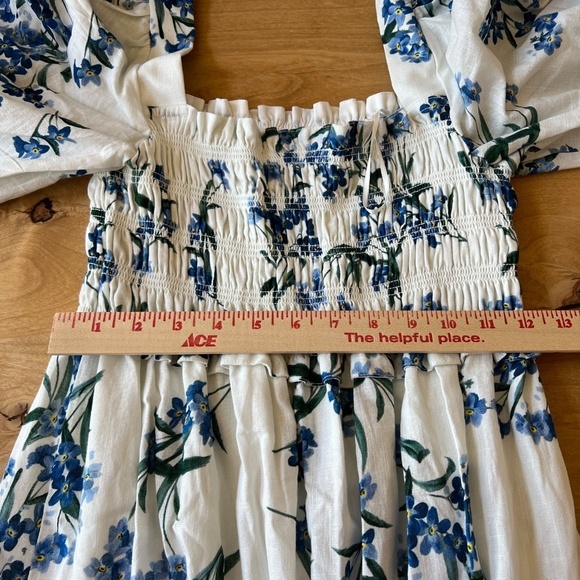 ESPECIA MAXI DRESS M FLORAL COTTON SMOCKED OFF SHOULDER SLEEVES SUMMER FEMININE - Picture 10 of 13